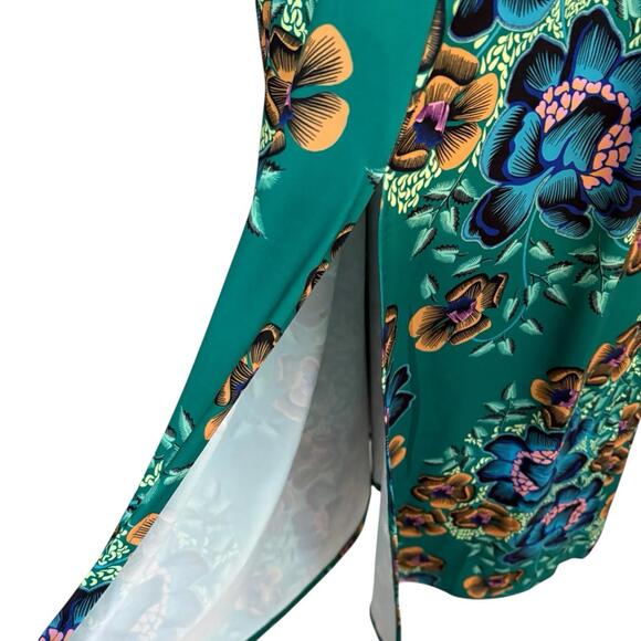 Eloquii Printed Wrap Maxi Dress Size 14 Tropical Resort Vacation Stretch - Picture 8 of 11